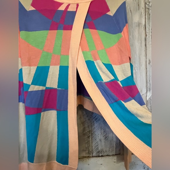 Mara Hoffman Open Neck Open Back Colorblock Aztec Long Sleeve Sweater Size Small - Picture 8 of 10